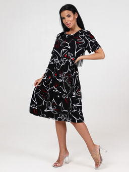 855 ПЛАТЬЕ ЖЕНСКОЕ (Узоры на черном) - А-дина фото 4