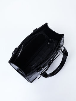 Сумка женская тоут на молнии, 20×8×14 см, чёрная