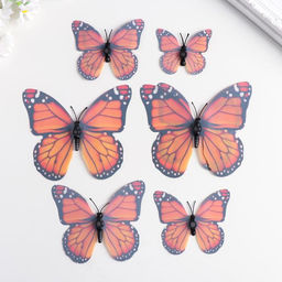 Магнит пластик под ткань Бабочки двойные, блеск н-р 6 шт МИКС h= 10;10,5;5;6,7;8,4;6,7 см - Simaland фото 3