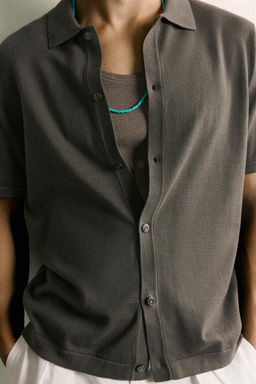 CAMISA PUNTO RELAXED FIT / Verde gris - Zara фото 7