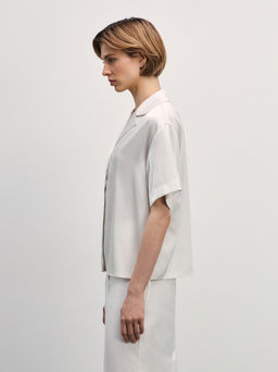 Атласная блузка с короткими рукавами / Zarina  фото 4