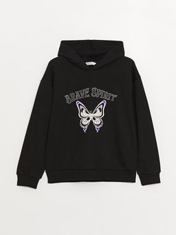 Bask?l? Uzun Kollu K?z ?ocuk Hoodie ve Tayt - Waikiki фото 2