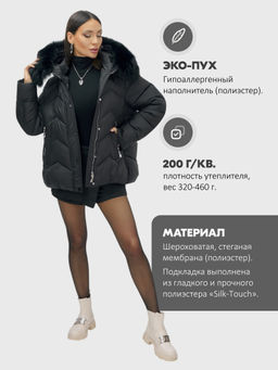 Куртка зимняя женская с мехом и капюшоном тренд черного цвета 7759Ch Бренд: Visdeer - Mtforce фото 22