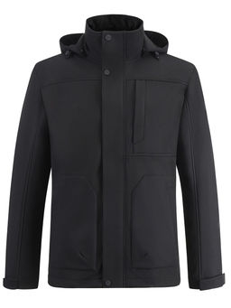 Ветровка мужская софтшелл виндстоппер с капюшоном спортивная черного цвета 9617_1Ch