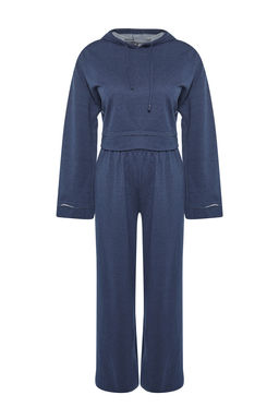 Trendyolmilla Lacivert Kapusonlu Genis Kal?p Orme Pijama Tak?m? TWOSS21EM0026  фото 6
