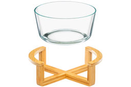 Блюдо для сервировки и запекания 1,4 л 21,5*18*10,5 см GLASKRAFT круглое с бамбуковой подставкой - Elan gallery фото 6