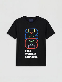 Bisiklet Yaka FIFA World Cup Bask?l? Erkek ?ocuk Ti??rt
