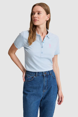 Kad_n A__k Mavi Polo Yaka Basic Ti__rt