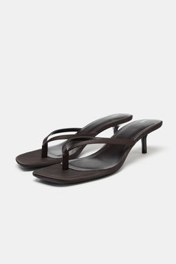 SATIN KITTEN-HEEL SANDALS - Zara фото 11