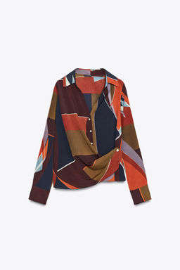 PRINTED WRAP SHIRT - Zara фото 6