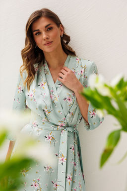 Платье Lars Style 1213 мятные оттенки,цветочный принт