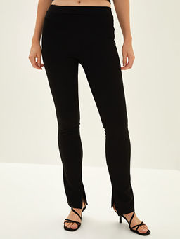 Kad?n Beli Lastikli Slim Fit D?z Pantolon