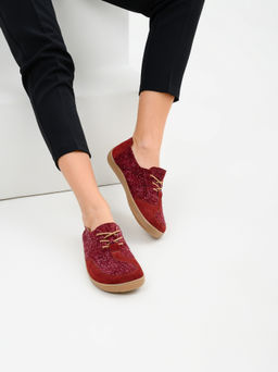 Босоногие туфли 188.natabr.Бордовый джангл+бордовая замша