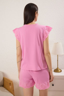 Trendyolmilla Pembe %100 Pamuklu Brodeli Sortlu Orme Pijama Tak?m? THMSS25PT00303 фото 4