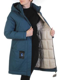 1211 GRAY/BLUE Пальто зимнее женское (200 гр. холлофайбер)