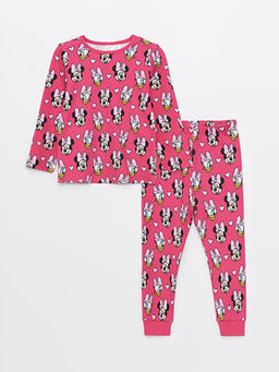Bisiklet Yaka Minnie Mouse Bask?l? K?z Bebek Pijama Tak?m?