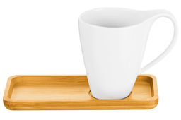 Чашка 400 мл 13,5*9*11,5 см Айсберг с бамбуковым блюдцем для десерта 21*10,5*1,5 см - Elan gallery фото 24