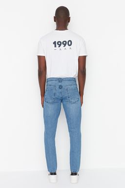 TRENDYOL MAN Ac?k Mavi Esnek Kumas T?rnakl? Destroylu Slim Fit Dar Kesim Jeans Kot Pantolon TMNSS21JE0067 - Trendyolmilla фото 6