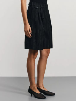 Шорты прямого кроя в полоску с содержанием вискозы / Zarina фото 4