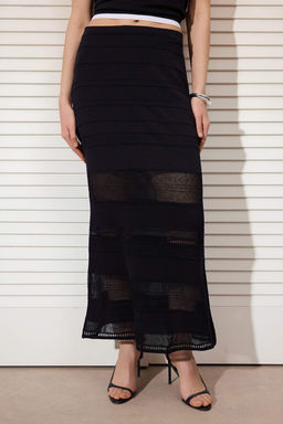 Siyah Maxi Boy Can Dantel Detayl? Etek TWOSS26ET00095 - Trendyolmilla фото 3