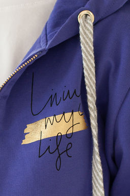 VILATTE / Худи на молнии из премиального футера с золотистой фурнитурой для девочки  фото 3