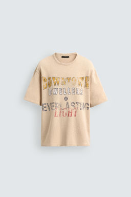 CAMISETA PUNTO ESTAMPADO LAVADO / Arena