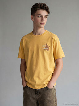 Bisiklet Yaka Bask?l? Erkek ?ocuk Ti??rt