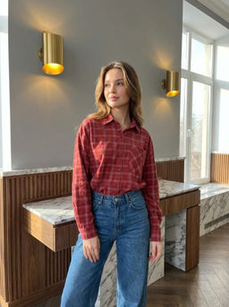 K13371 Рубашка OVER SIZE КРАСНЫЙ