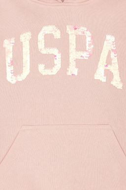 K_z _ocuk Toz Pembe Basic Kap__onlu Sweatshirt