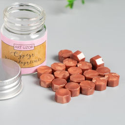 Цена за 2 шт. Сургуч в гранулах в баночке Восьмигранник карамель 9 гр 4,5х3х3 см - Арт узор фото 2