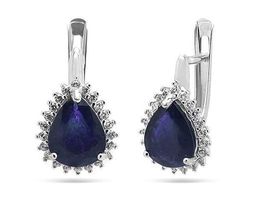 Серьги из серебра сапфир корунд, SL-RIC68