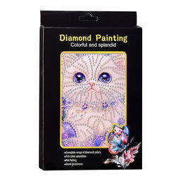 Мозаика алмазная "Белый котик" 15*20см