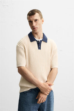 CONTRAST KNIT POLO SHIRT - Zara фото 2