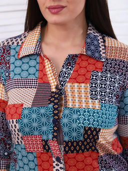 IV-CAPRIZ Пэчворк - рубашка бирюза фото 6