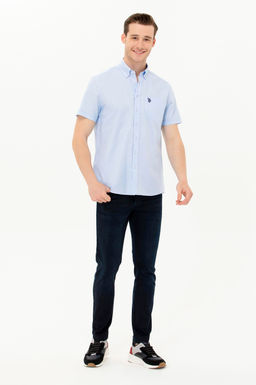 Мужская голубая рубашка с коротким рукавом - U.s. polo assn фото 4