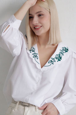 Блуза с вышивкой белая - Martichelli фото 15