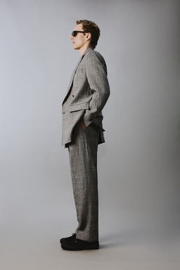 BLAZER CRUZADA TRAJE CUADROS LANA - LINO AARON LEVINE X ZARA / Blanco / Negro  фото 4