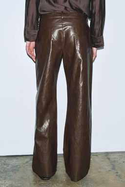 ZW COLLECTION FAUX LEATHER STRAIGHT TROUSERS - Zara фото 3