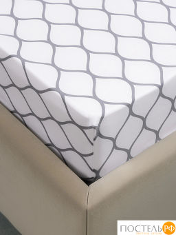 Простыня на резинке PRIME PRIVE ХАРДИ хлопок-сатин сер.