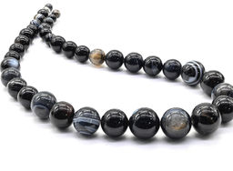 Бусины из агата глазкового Шарик на увеличение 6-16мм, 42см, 39 бусин Радуга камня