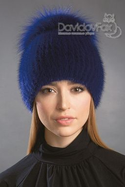 Шапка Лыжница норка индиго