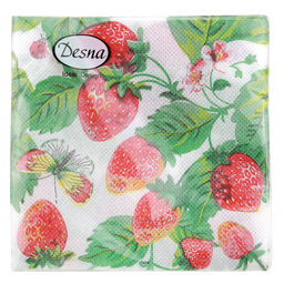 Салфетки бумажные Desna Design 24х24см, 1 слойные, 40 штук в упаковке, 100% целлюлоза, Земляника (Россия) - Bouquet фото 3