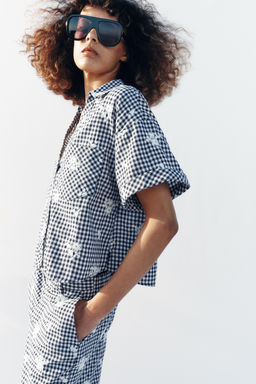 CAMISA CUADROS BORDADOS SET / Marino / Blanco - Zara фото 3