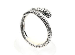 Кольцо Змейка серебристое Радуга камня