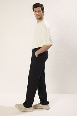 TRENDYOL MAN Siyah Baggy/Bol Paca Gabardin %100 Pamuklu Rahat Pantolon TMNSS25PL00021 - Trendyolmilla фото 2