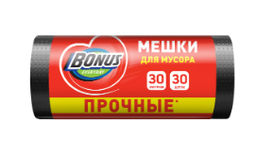 BONUS пакеты д/мусора 30л*30шт HD 45*55см черные 6 мкм