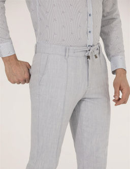 A__k Mavi Slim Fit Belden Ba_lamal_ Chino Pantolon