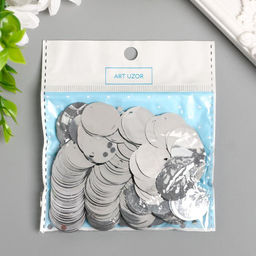 Цена за 2 шт. Пайетки "Круг" серебро набор 30 гр d=2 см