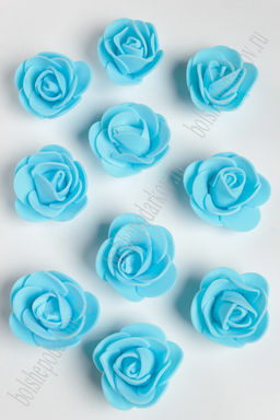 Головки цветов "Роза" мелкая 35 мм (100 шт) SF-2098, голубой №10