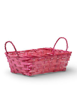 Корзина плетёная для хранения, 24×20×8 см, с ручками, бамбуковая, розовая, Greengo